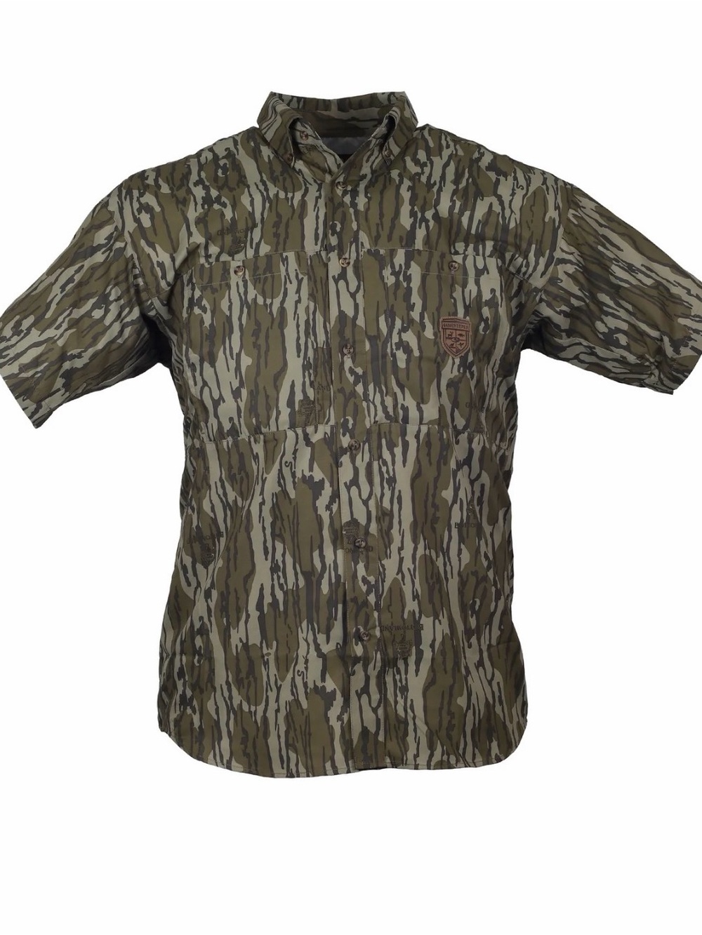 Men's Short-Sleeve Camo Button-Down Shirt - Olive Green